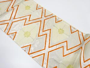 アンティーク　松皮菱に若松模様織り出し袋帯（材料）